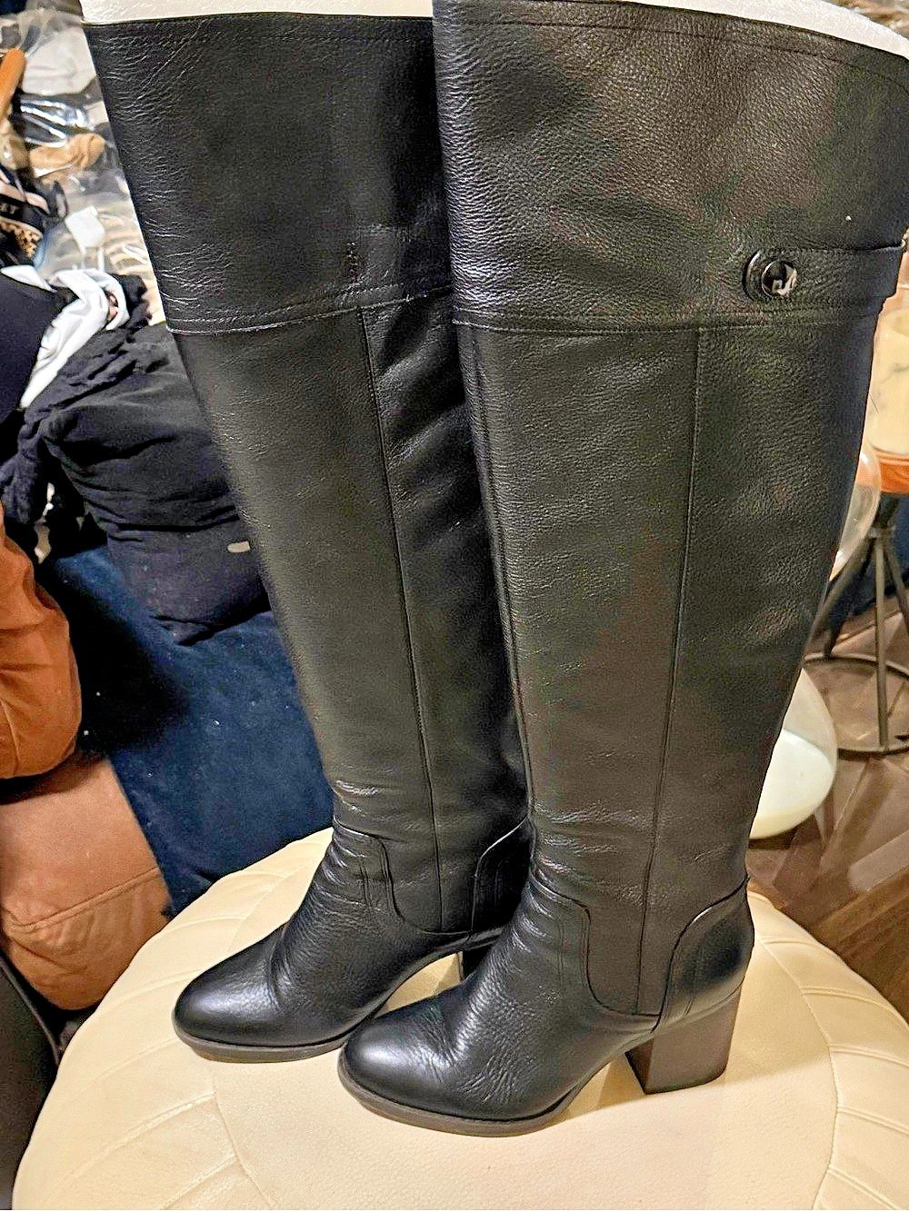 Franco Sarto Sparto Over-the-Knee wide calf Leather Boots US 7.5 genuine leather